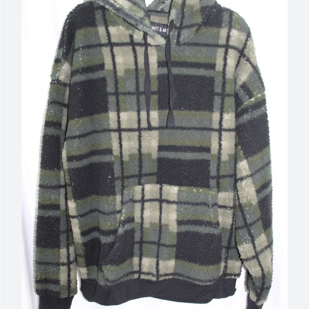 Hewitt & Munro Men’s Green Plaid Fleece Lounge Hoodie M/L